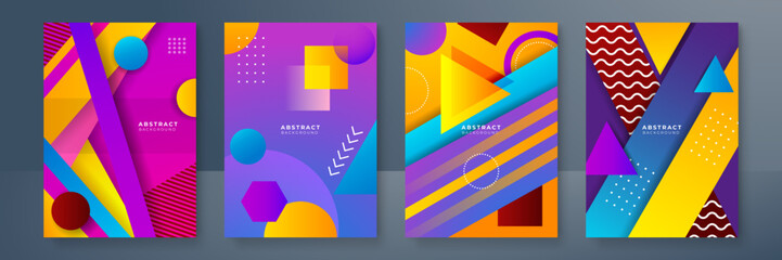 Set of Creative Graphic Design layout. Typography on diagonal grid with red and blue background for Poster, Brochure, Flyer, leaflet, Annual report, Book cover, banner. Template in A4 size.