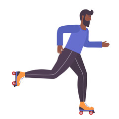 Roller Skating Arab Man Riding in Flat Style