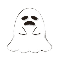 Spooky sad ghost, white sheet ghost 