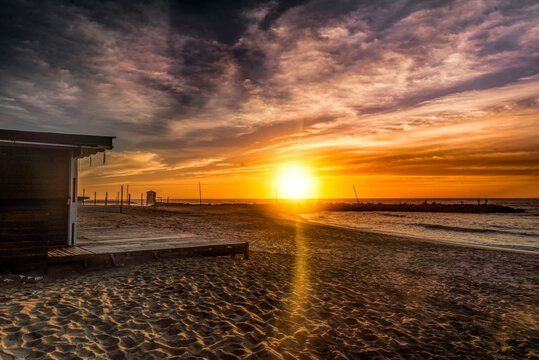 Sunrise on the beach, in Santa Clara del Mar , Argentina © altzaga