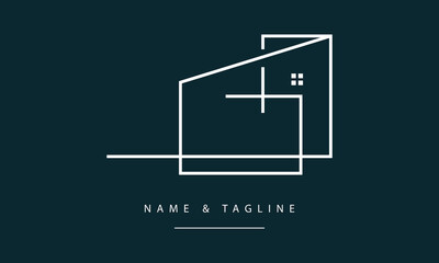 A line art icon logo of a modern house or home