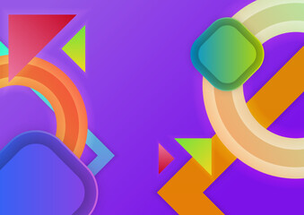 Abstract modern background gradient color. Green purple pink orange and blue gradient with geometric shapes decoration.
