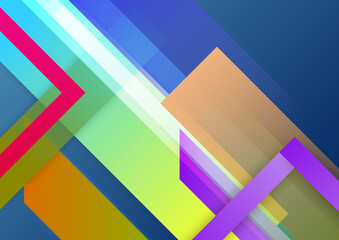 Abstract modern background gradient color. Green purple pink orange and blue gradient with geometric shapes decoration.