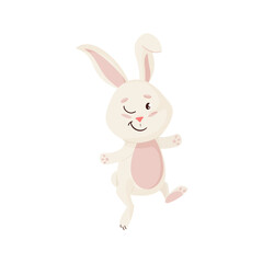 Fototapeta na wymiar Bunny Character. Winks and Smile Funny, Happy Easter Rabbit.