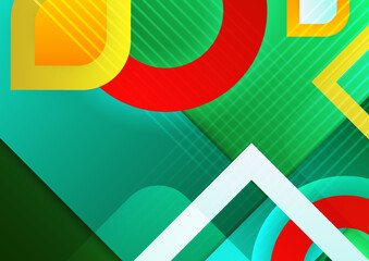 Obraz premium Abstract modern background gradient color. Green purple pink orange and blue gradient with geometric shapes decoration.