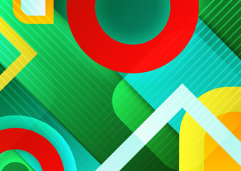 Abstract modern background gradient color. Green purple pink orange and blue gradient with geometric shapes decoration.