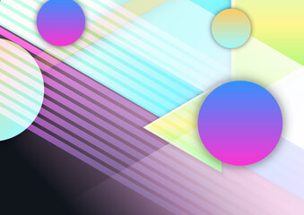 Abstract modern background gradient color. Green purple pink orange and blue gradient with geometric shapes decoration.