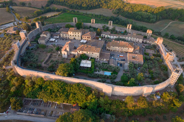 Fototapeta premium Aerial view of the ancient village of Monteriggioni Tuscany Italy