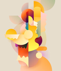 Art background of flat colorful geometric shapes. Bright vector illustration.