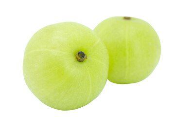 Indian gooseberry, amla green fruits isolated on white background. with clipping path.