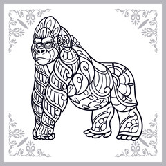 Gorilla zentangle arts isolated on white background