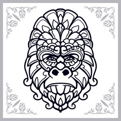 Gorilla zentangle arts isolated on white background