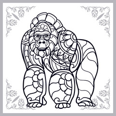 Gorilla zentangle arts isolated on white background
