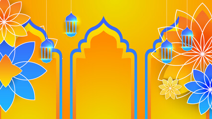 Islamic ramadan background with Arabic ornament pattern and luxury mandala lantern decorative. Designed for islam greeting card, eid template, hajj, invitation, celebration, premium frame, and mosque