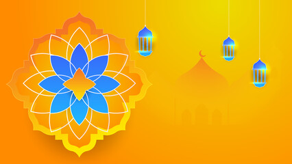 Islamic ramadan background with Arabic ornament pattern and luxury mandala lantern decorative. Designed for islam greeting card, eid template, hajj, invitation, celebration, premium frame, and mosque