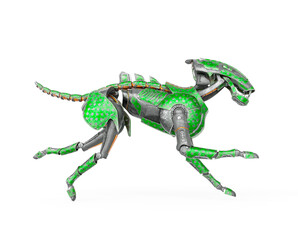 cyber cheetah is running fast on white background side view