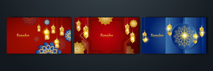 Islamic ramadan background with Arabic ornament pattern and luxury mandala lantern decorative. Designed for islam greeting card, eid template, hajj, invitation, celebration, premium frame, and mosque