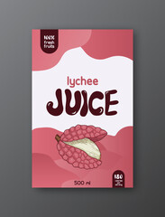 Lychee juice label template Abstract modern vector packaging design layout Isolated
