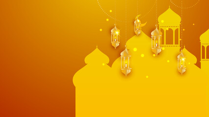 Islamic ramadan background with Arabic ornament pattern and luxury mandala lantern decorative. Designed for islam greeting card, eid template, hajj, invitation, celebration, premium frame, and mosque