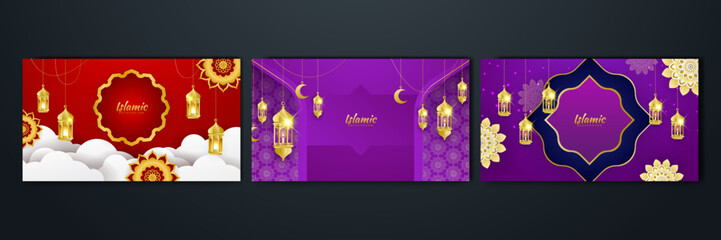Islamic ramadan background with Arabic ornament pattern and luxury mandala lantern decorative. Designed for islam greeting card, eid template, hajj, invitation, celebration, premium frame, and mosque