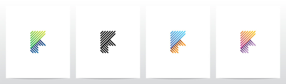 Opposite Diagonal Lines Letter Logo Design F
