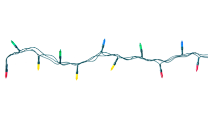 String of christmas lights isolated on white background With clipping path.