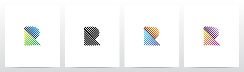 Opposite Diagonal Lines Letter Logo Design R