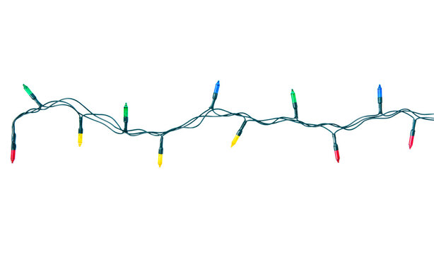 String of christmas lights isolated on white background With clipping path. - Powered by Adobe
