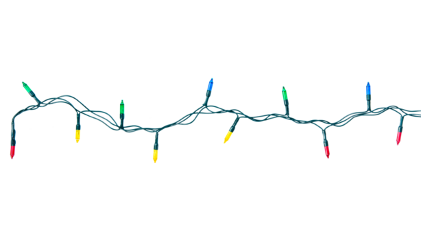 String of christmas lights isolated on white background With clipping path.