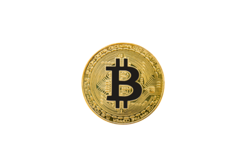 golden bitcoin coins, Crypto currency isolated on white background with clipping path