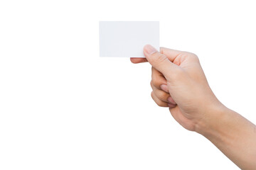 Hand holding white paper, Mockup of business cards.