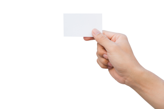 Hand holding white paper, Mockup of business cards.