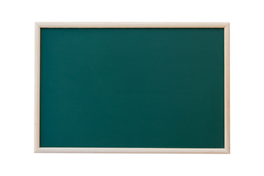 Empty green chalkboard with wooden frame isolated on white background. copy space for your text