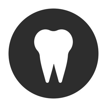 Dental logo Template vector illustration icon design tooth icon White tooth on black circle isolated on white. Tooth logo.