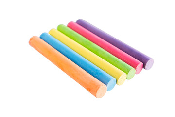 Colorful chalk isolated on white background with clipping path