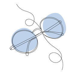 glasses one continuous line drawing vector