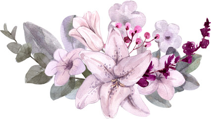 Bouquet watercolor flower for design greeting card , wedding , post card. © Hasun
