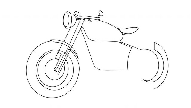 Self drawing animation of single line drawing vintage chopper motorcycle. Animated retro motorbike transportation concept. 4K.