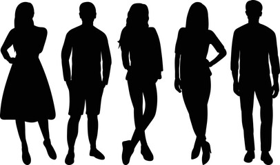 silhouette people on white background