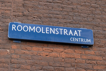 Fototapeta na wymiar Street Sign Roomolenstraat At Amsterdam The Netherlands 8-2-2022