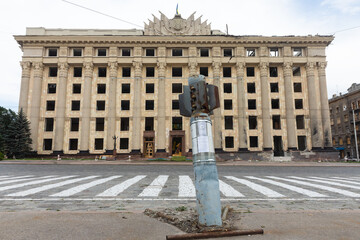 Freedom Square in Kharkiv during the Russian invasion in Ukraine