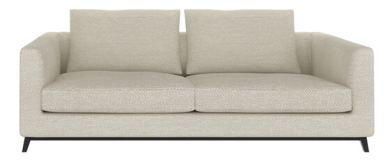 2 seat sofa in cream fabric,front view - obrazy, fototapety, plakaty