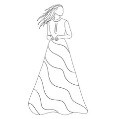 girl sketch on white background isolated, vector