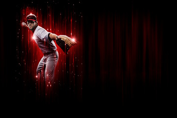 Baseball Player, pitcher, in a red uniform