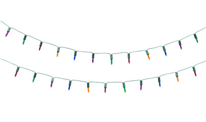 Collection string of christmas lights isolated on white background With clipping path