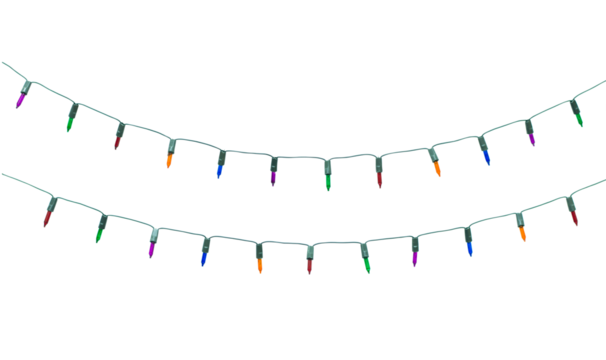 Collection string of christmas lights isolated on white background With clipping path