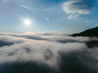 aerial view above the clouds