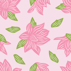 seamless pattern on light pink background pink magnolia