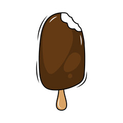 Popsicle ice cream with chocolate glaze, vector illustration