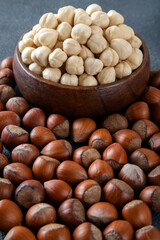 Group of peeled and shelled hazelnuts